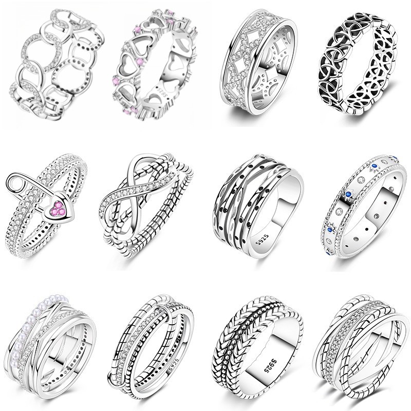 100% S925 prata esterlina senhoras anel minimalista elegante noivado e jóias de casamento