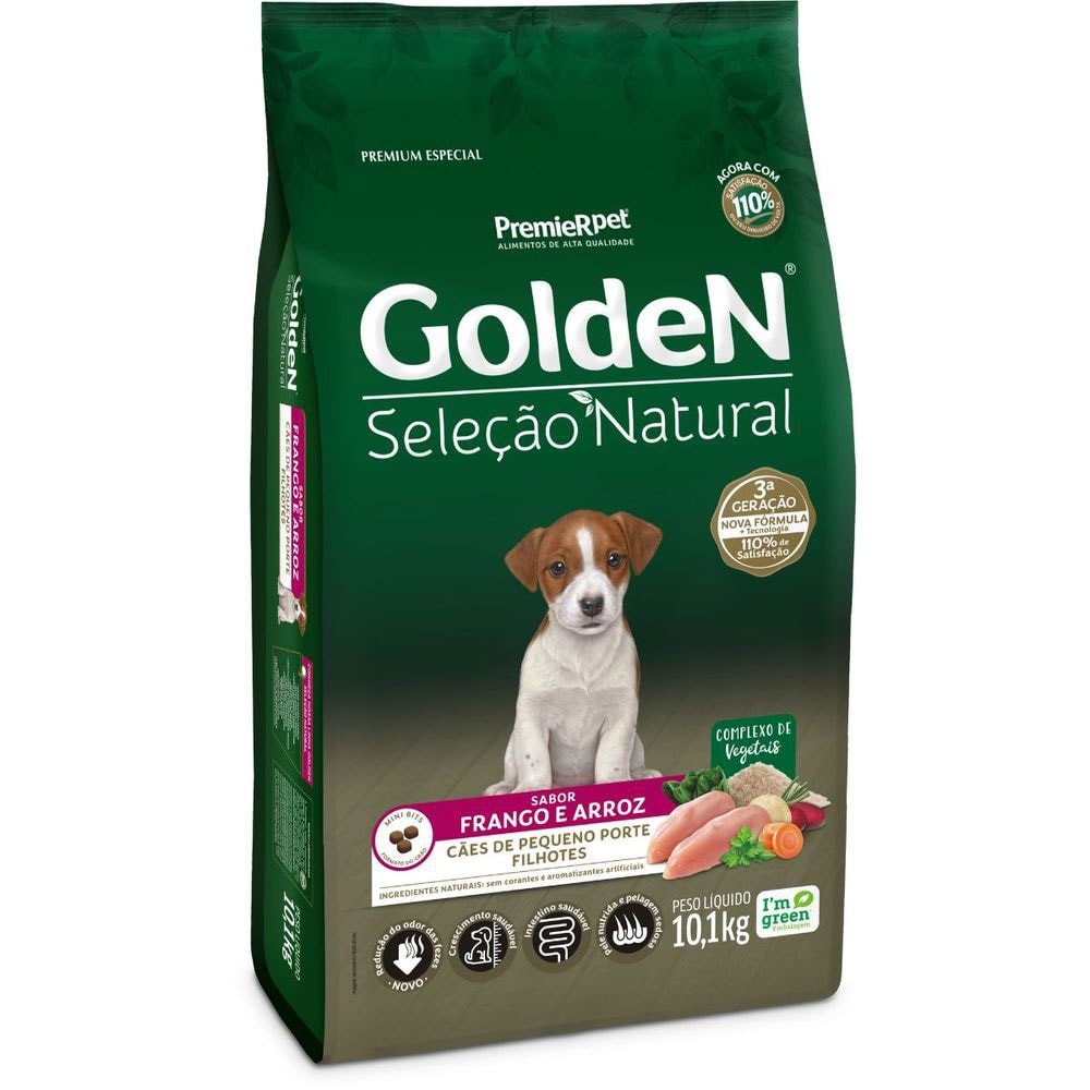 Ração Golden Seleção Natural para Cães Filhotes de Raças Pequenas 10,1 kg em Oferta na Shopee