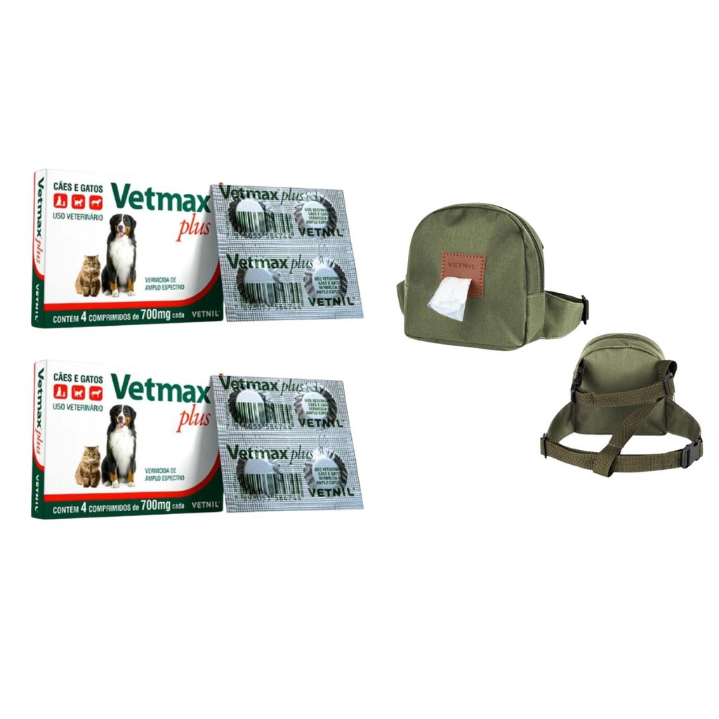 02 Vetmax Plus 4 Comprimidos Vetnil e Mochilinha Pet Vetnil - Pets