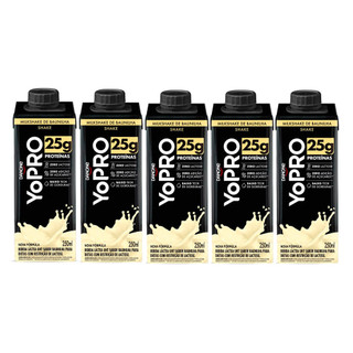 Kit 5 Bebida Láctea UHT YoPro Shake Sabor Baunilha 25g de Proteína 250ml em Oferta na Shopee