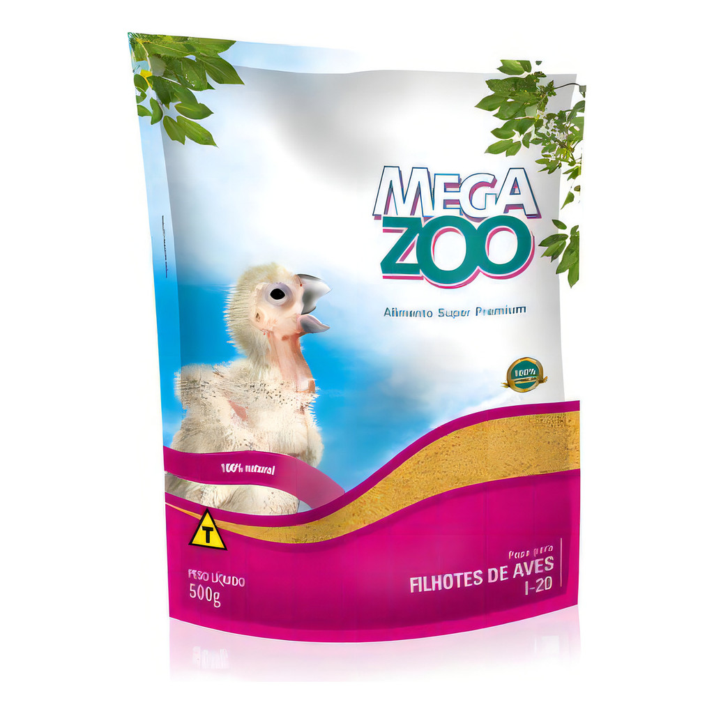Ração Megazoo Papa Filhotes de Aves I20 500g Super Premium Alimento Completo Nutrição Balanceada