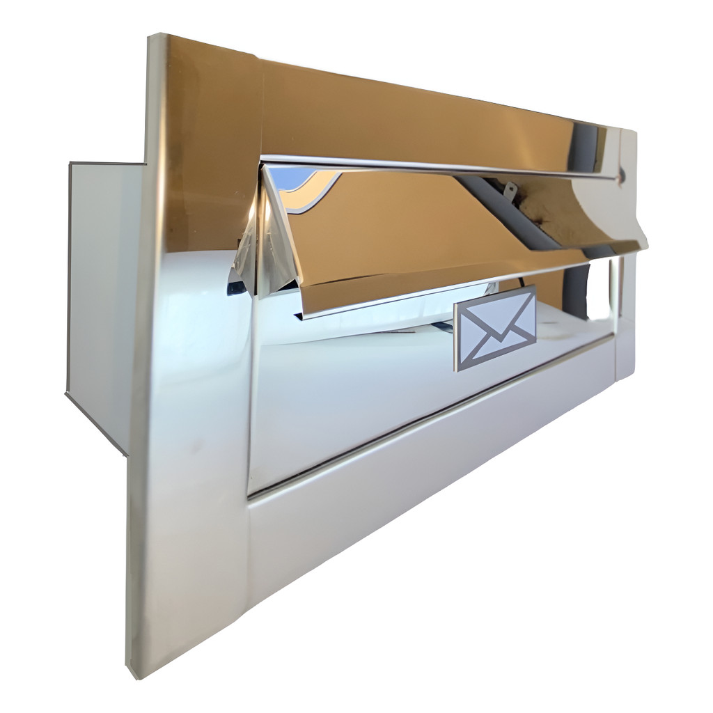 Caixa Correio Carta - Inox com Aba - Para Muro Parede de Embutir - 14cm Profundidade - Preto Fosco - Cromado - Branco em Oferta na Shopee