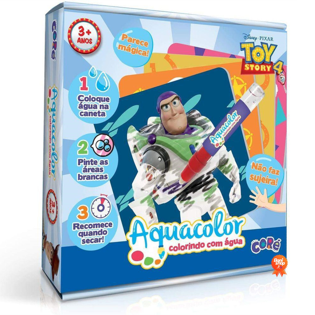 Aquacolor Colorindo com Agua Toy Story 4 Cartelas 1 Caneta Aquacolor