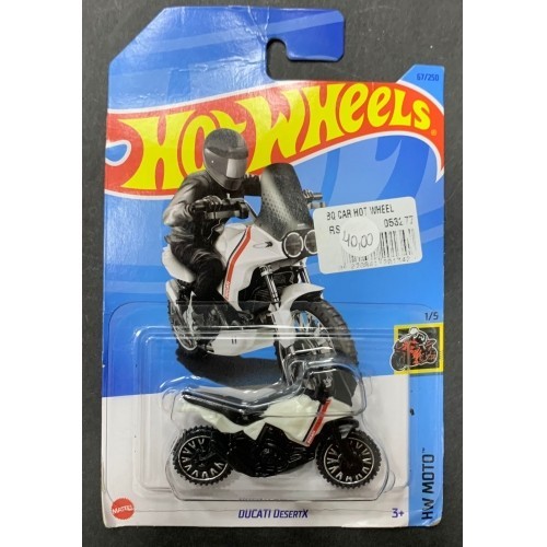 HOT WHEELS - MOTOCICLETA DUCATI DESERT X BRANCA