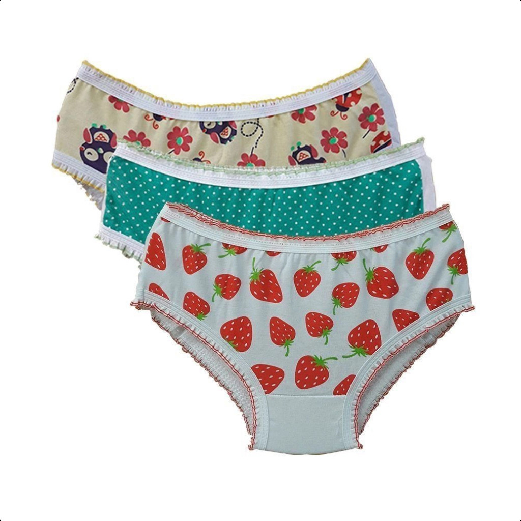 Kit c/ 3 Calcinhas Infantil Menina Estampada Lily Boby 97025