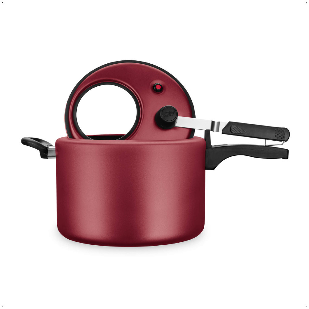 Panela de Pressão Cereja Visor de Vidro Fechamento Interno 8L de Alumínio Antiaderente MTA - 6035 em Oferta na Shopee