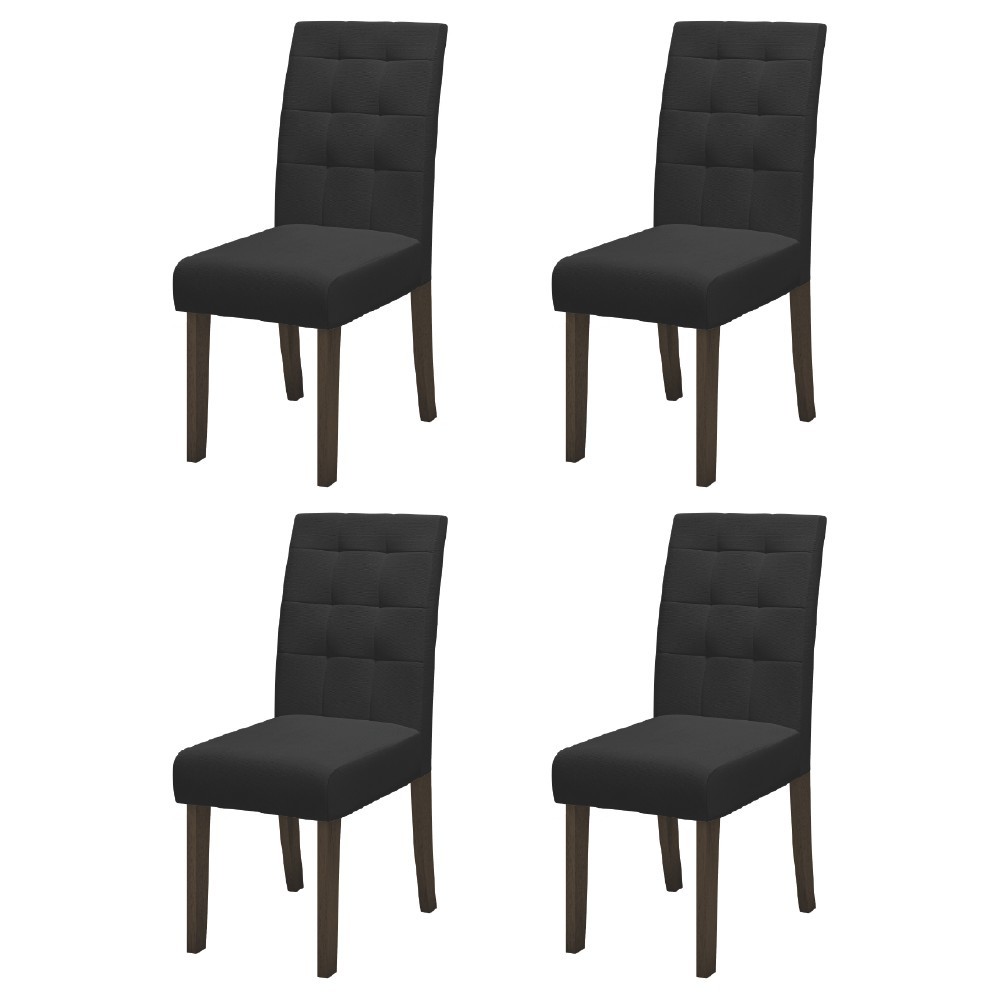 Conjunto Com 4 Cadeiras Estofada Sala de Jantar Dubai Castanho / Preto Dobuê em Oferta na Shopee