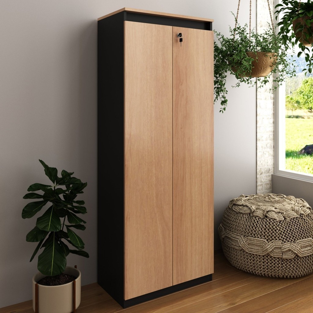 Armário para Escritório com 2 Portas com Chave ME4151 Amêndoa/Preto em Oferta na Shopee
