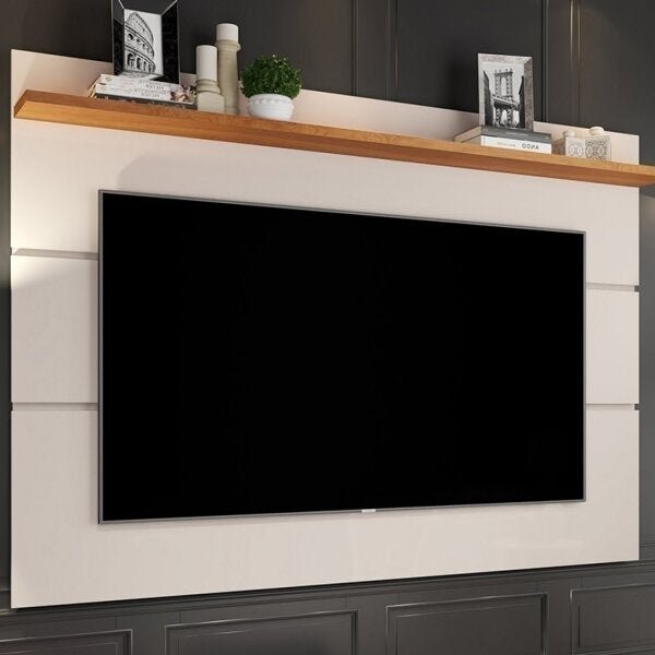 Painel para Tv 60 Polegadas 160cm 1 Prateleira Vivare New Off White/Nature em Oferta na Shopee