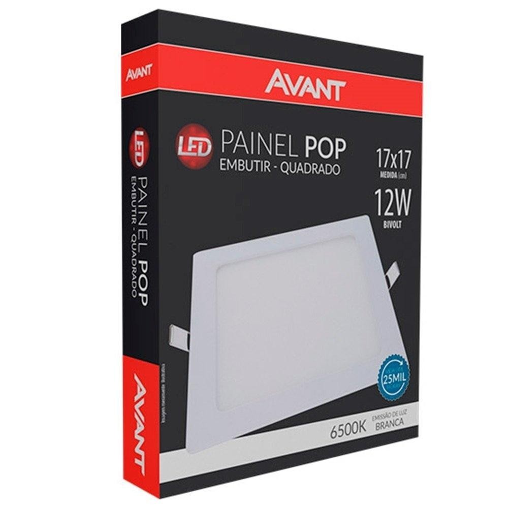 Plafon Painel Avant Led Quadrado 17cm Embutir 12W 6,5K 720 Lumens em Oferta na Shopee