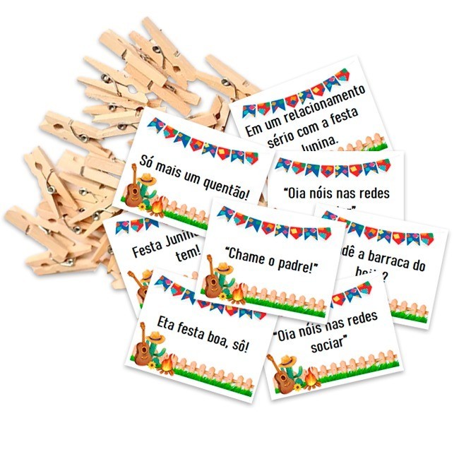 50 Tags de festa junina para Bebidas com Pregadores em Oferta na Shopee