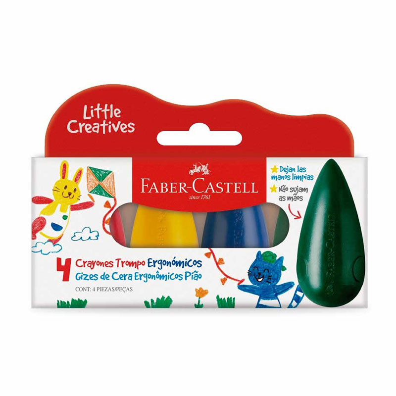 Gizão de cera Little Creatives Pião 121717 com 4 cores Faber-Castell em Oferta na Shopee