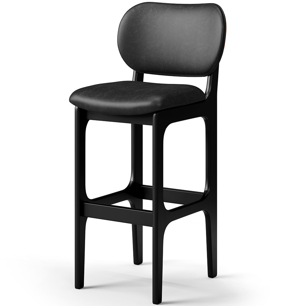 Banqueta Alta Para Cozinha Madeira Fixa Betta L02 Preto Couríssimo Preto - Lyam Decor em Oferta na Shopee