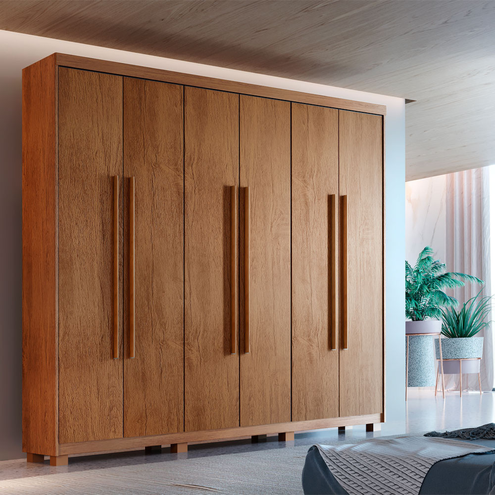 Guarda Roupa Casal Heros 6 Portas MDF Com pés Moderna em Oferta na Shopee