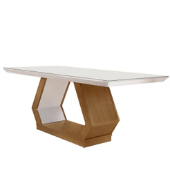 Mesa para Sala de Jantar Lara 180cm Em MDF e Vidro