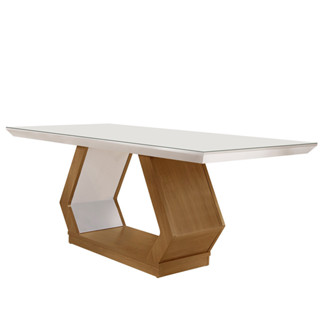 Mesa para Sala de Jantar Lara 180cm Em MDF e Vidro em Oferta na Shopee
