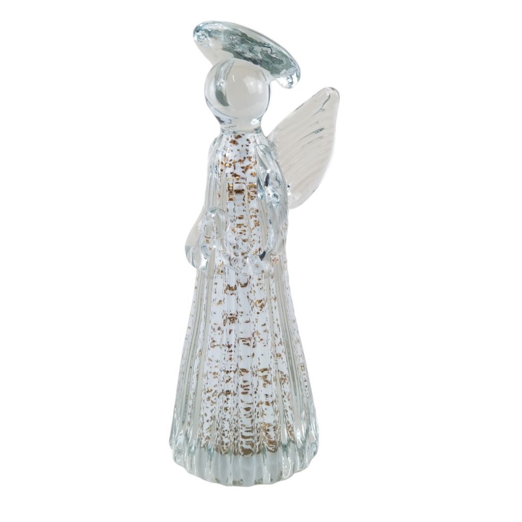 Anjo de Murano Decorativo com Pó Dourado Grande - Laradore em Oferta na Shopee