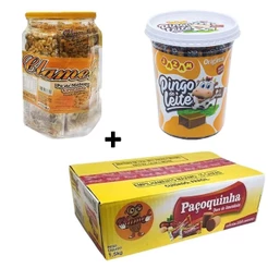 Kit Festa Junina 3 Itens Paçoca, Pé de Moleque e Pingo de Doce de Leite