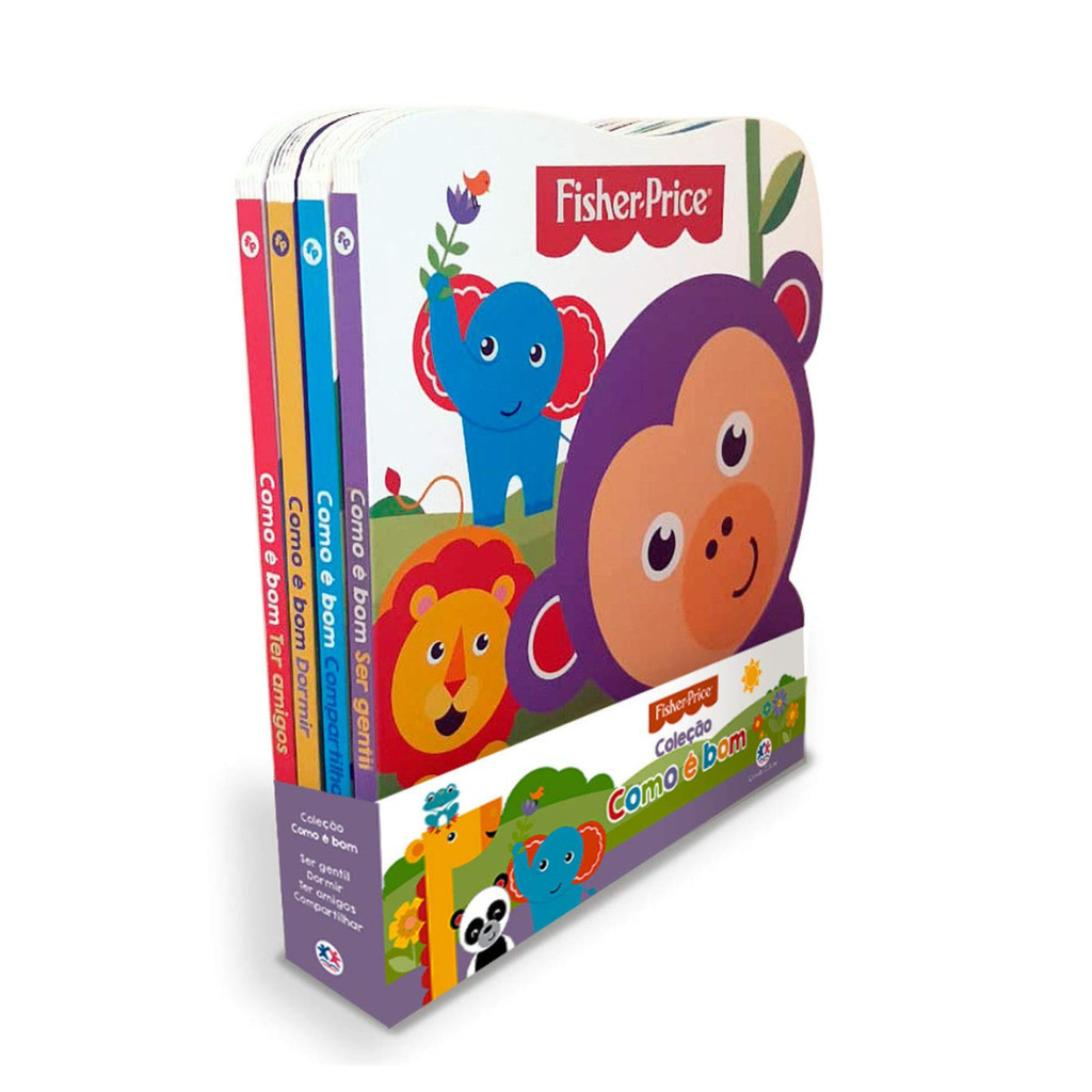 Kit 4 livros Fisher-Price - Kit Coleção Como é Bom Ser Gentil Compartilhar Dormir Ter amigos