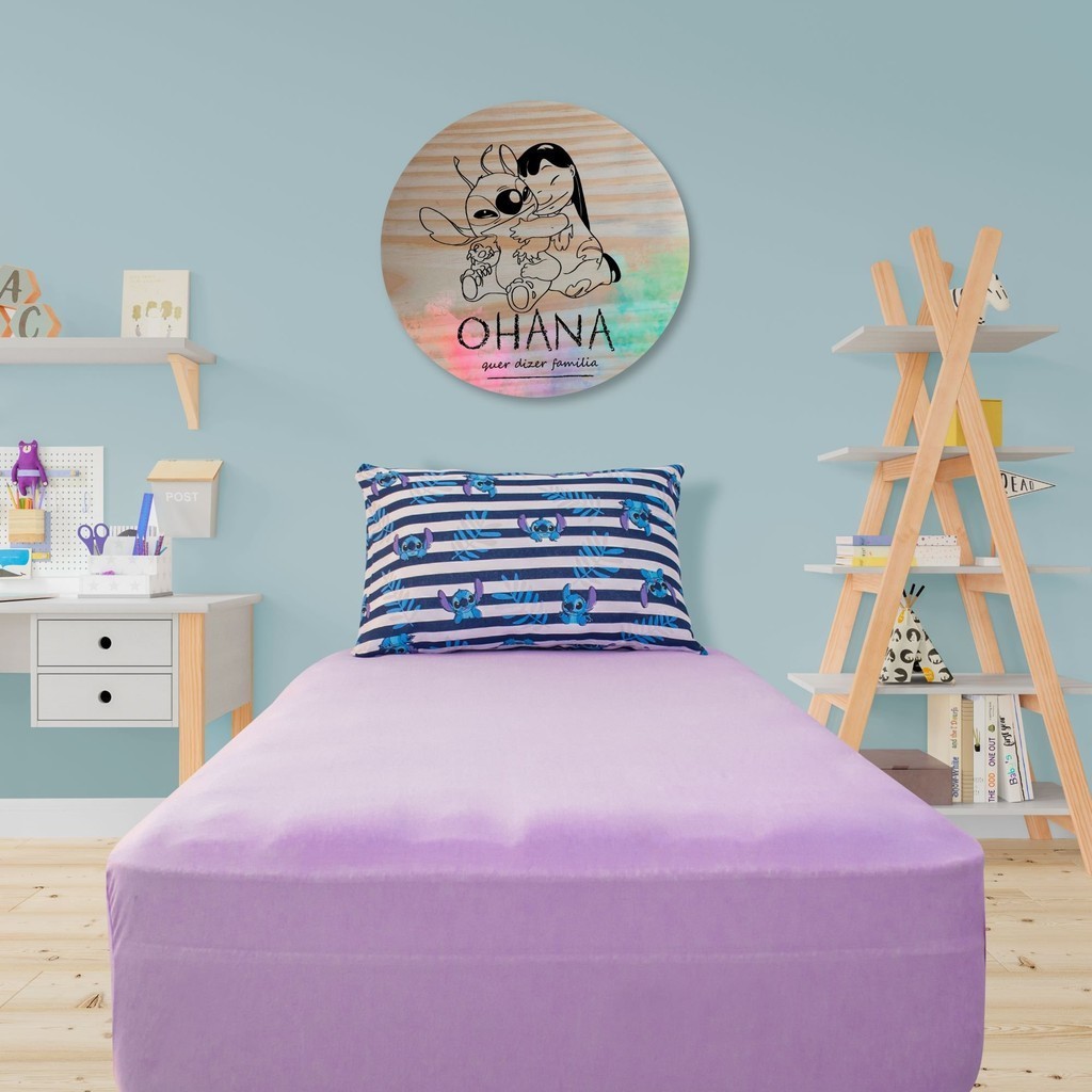 Jogo de Cama Solteiro 2 peças Portallar Malha Mista Lençol com elástico Estampas Personagens Disney