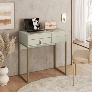Penteadeira Mesa Industrial Lady Moderna C/Espelho Organizador de Maquiagem Off White -Oli...