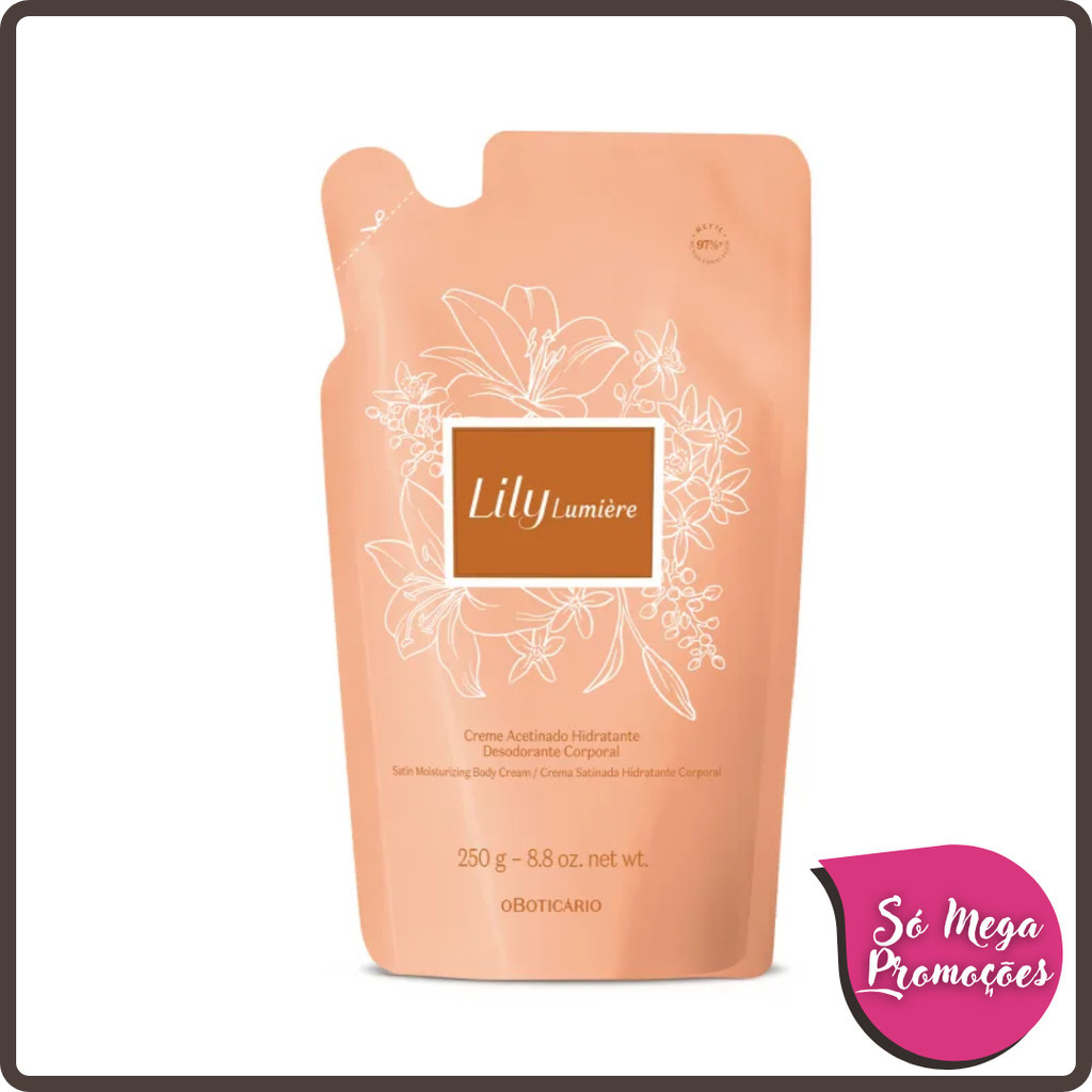 Refil Creme Acetinado Hidratante Desodorante Corporal Lily Lumière 250g