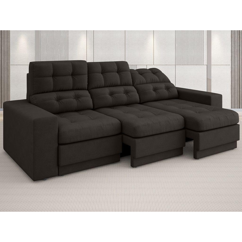 Sofá 3 Lugares Net Jobim Assento Retrátil e Reclinável Chocolate 2,05m (L) em Oferta na Shopee