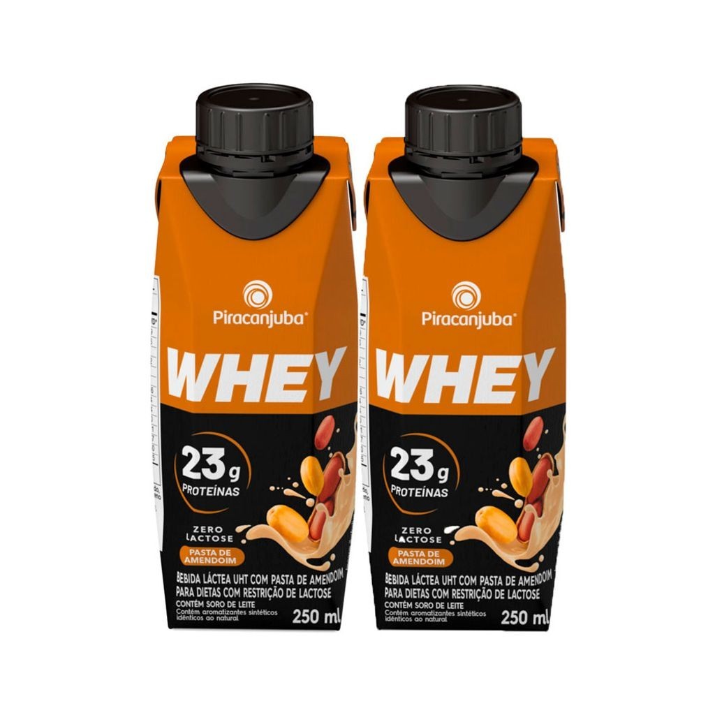 Kit 2 Bebida Láctea Piracanjuba Whey Zero Lactose Pasta de Amendoim com 23g de Proteína 250ml em Oferta na Shopee