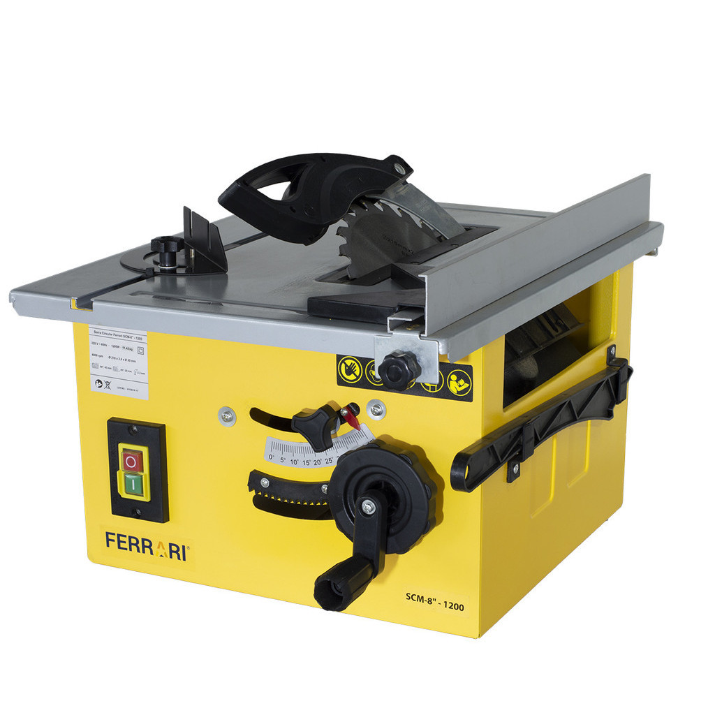 Serra Circular de Mesa Para Madeira 8" SCM-1200 220V Ideal para Cortes Precisos e Rápidos - Ferrari