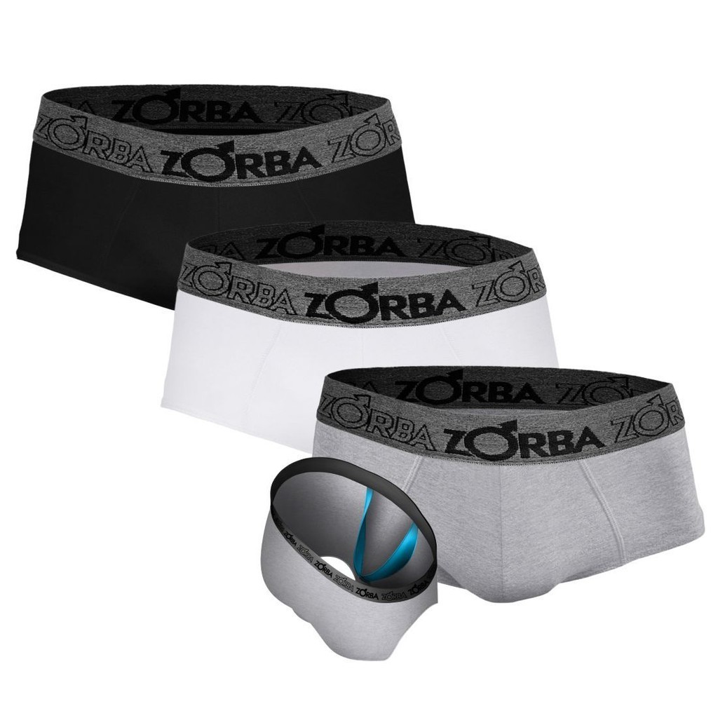 Kit 3 Cuecas Zorba Slip com Suporte Anatômico 666 - Men Clothes