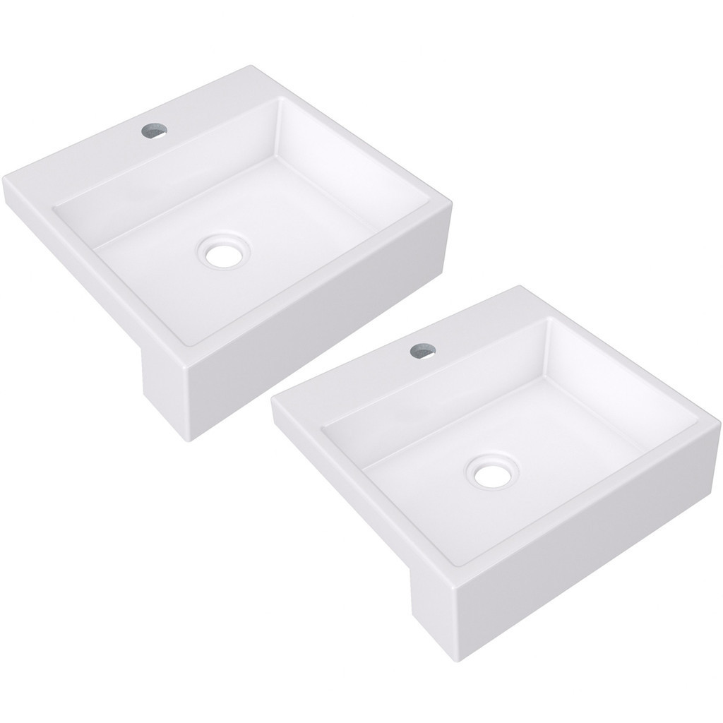 Kit 02 Cubas de Semi Encaixe C01 Quadrada Para Banheiro Lavabo XQ395 Branco - Lyam Decor em Oferta na Shopee