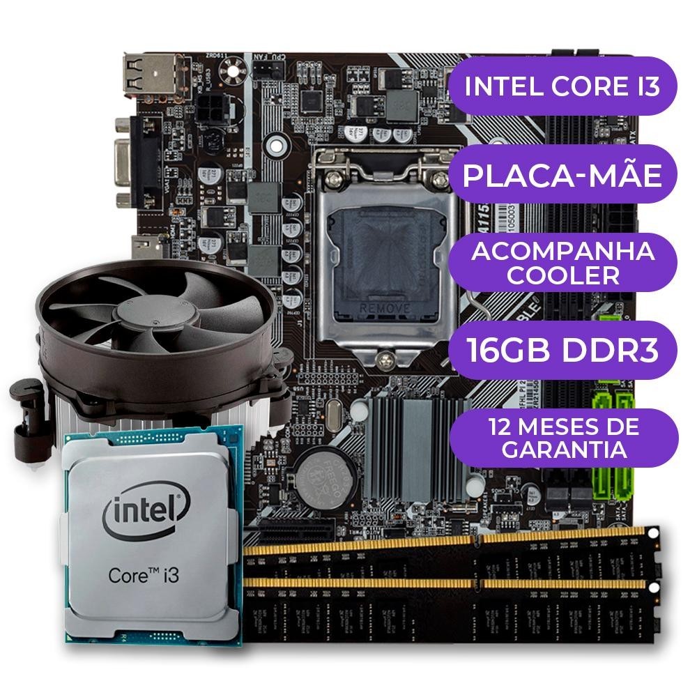 Kit Upgrade, Intel Core i3-3220 + Placa Mãe + 16GB DDR3 em Oferta na Shopee