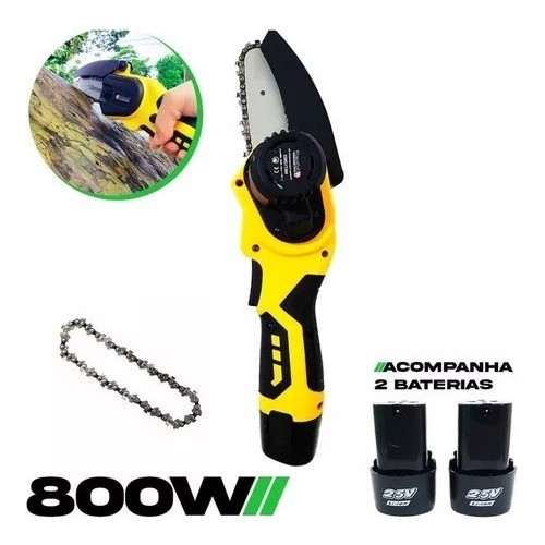 Motosserra Mini Serra Eletrica 2 Baterias 25V Bivolt 800w Portatil