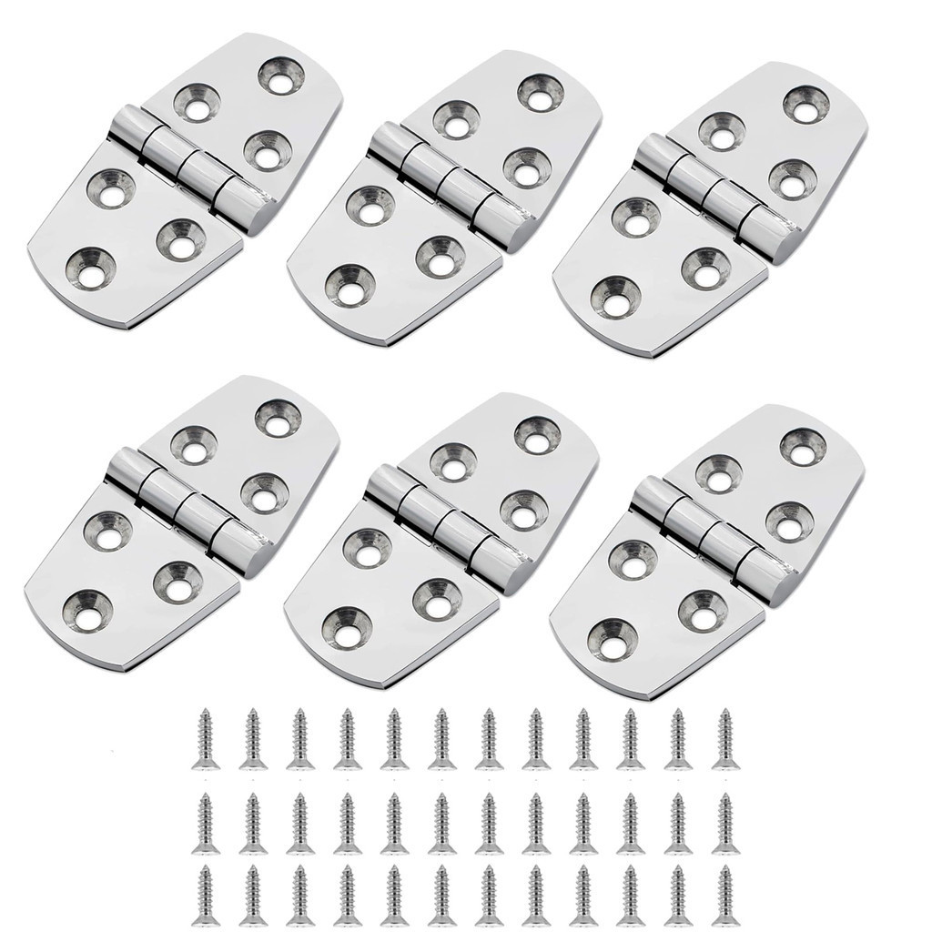 kit com 6 Dobradiças reforçadas em Aço Inox 76x38x5mm para Lancha Barco ou Trailer