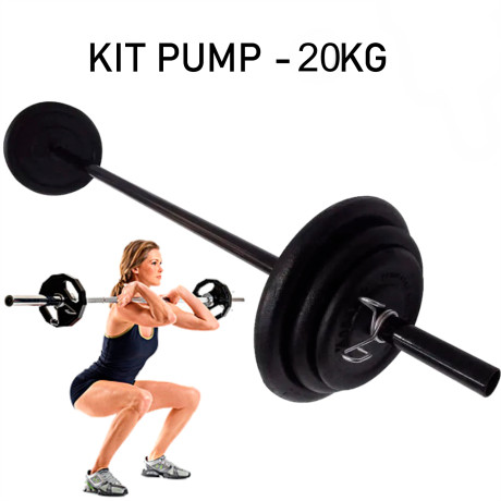 Kit Completo Body Pump C/barra E 20kg De Anilha Emborrachada Peso:2x10kg