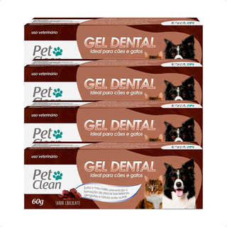 Kit 4 Gel Dental Sabor  De Chocolate Pet Clean - 60g em Oferta na Shopee
