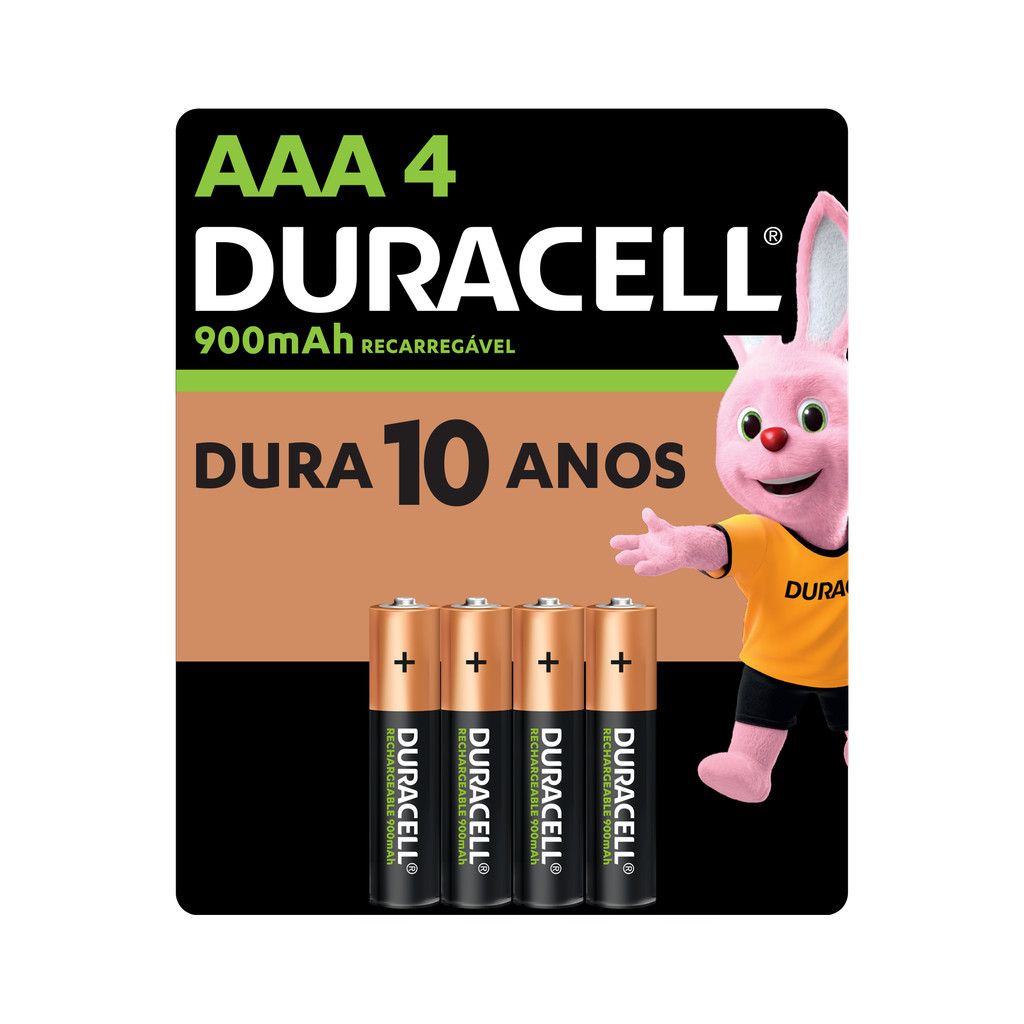 Pilha Recarregável AAA Palito Duracell Com 4 Unidades