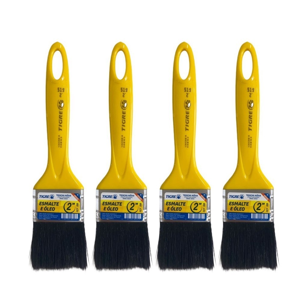 Kit 4 Trincha Pincel P/ Pintura Tinta Esmalte Óleo 2'' Tigre