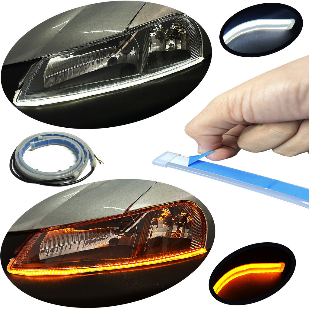 Par Fita DRL 45/60/75cm Led 12v lanterna farol universal Efeito Preenchimento + Seta Sequencial em Oferta na Shopee
