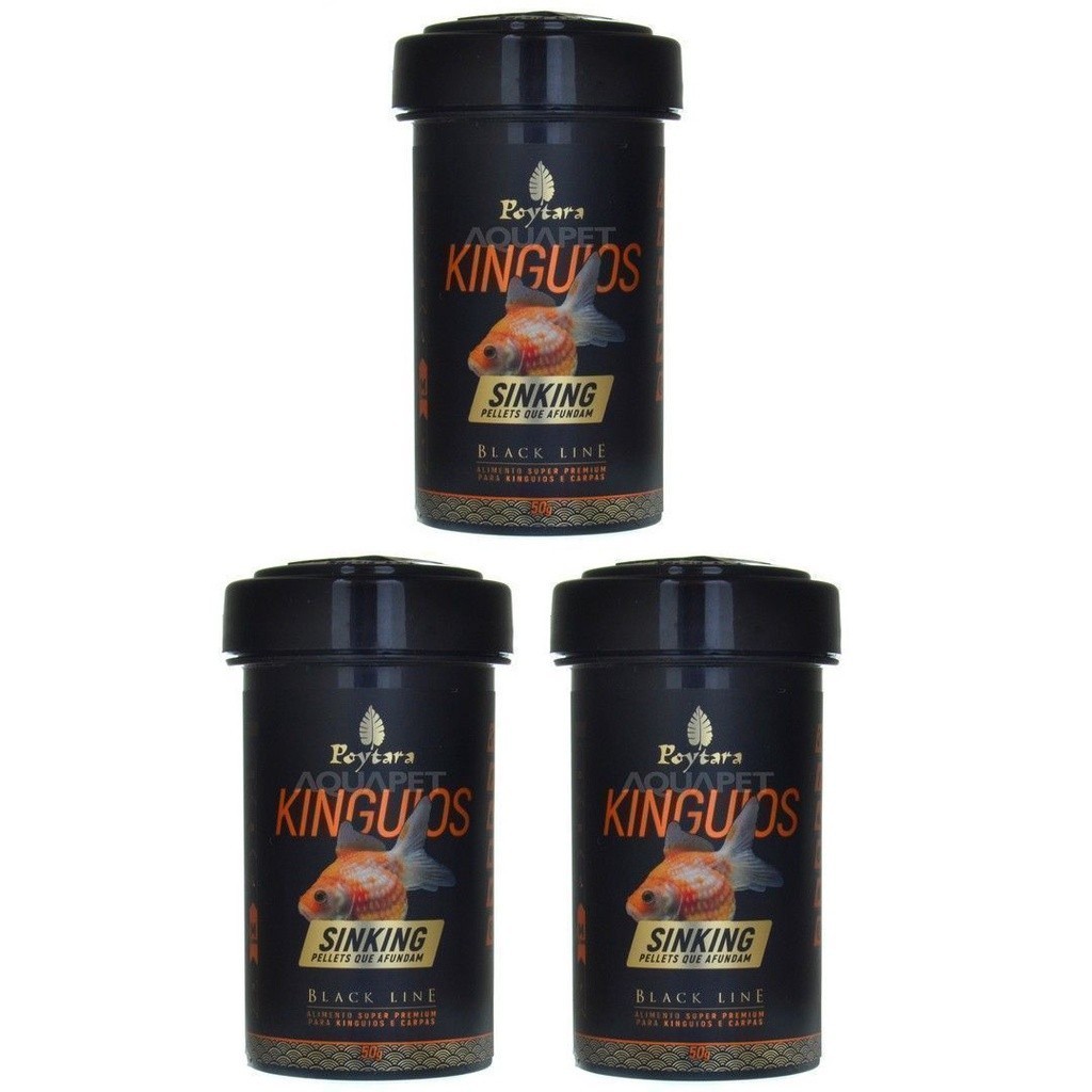 Kit 3unid. Ração P/Kinguio Black Line Sinking 50g Poytara