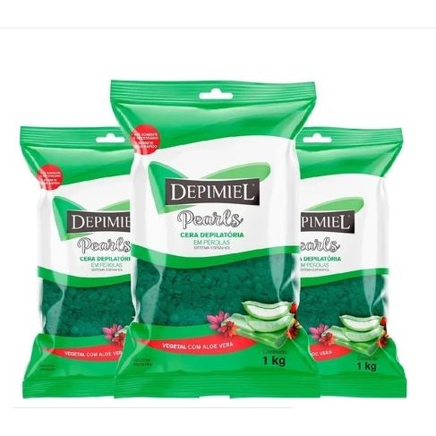 Kit com 3 ceras vegetal com aloe vera 1kg - Depimiel em Oferta na Shopee