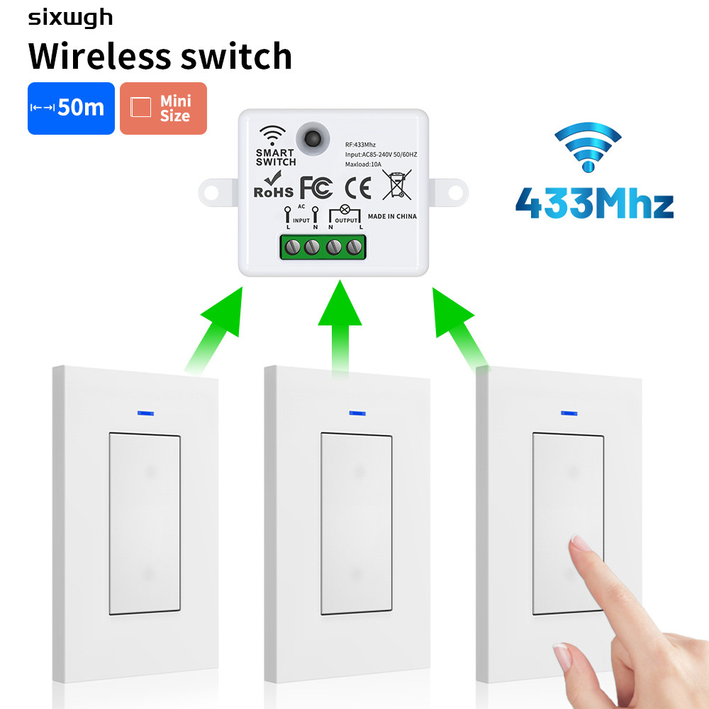 Módulo Receptor De Relé De Interruptor De Controle Remoto Sem Fio RF 433MHz AC85-240V 10A Para Lâmpada De Eletrodoméstic