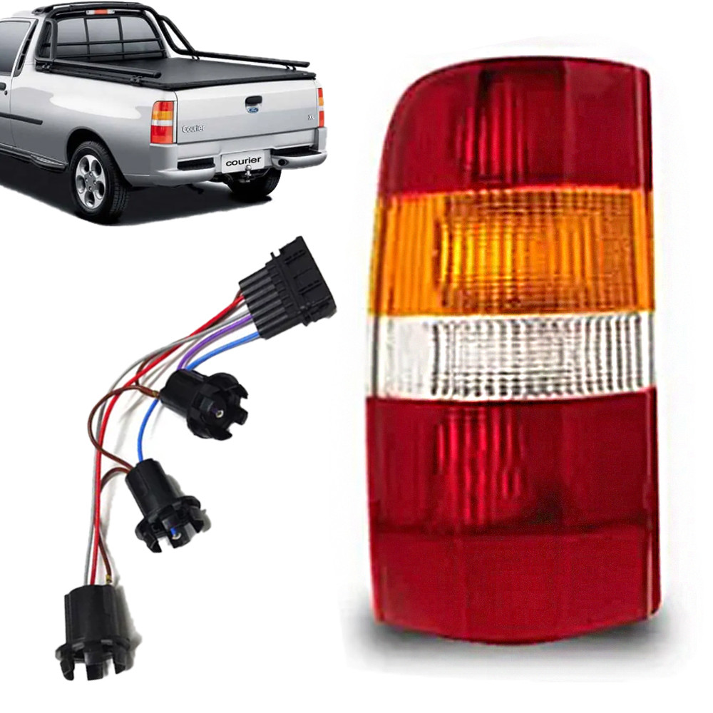 Lanterna Traseira Courier 1996 a 2013 Tricolor c/Soquete LE