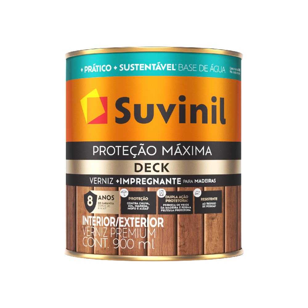 Verniz Proteção Máxima Deck Base Água Cores Brilhante 0,9L Suvinil