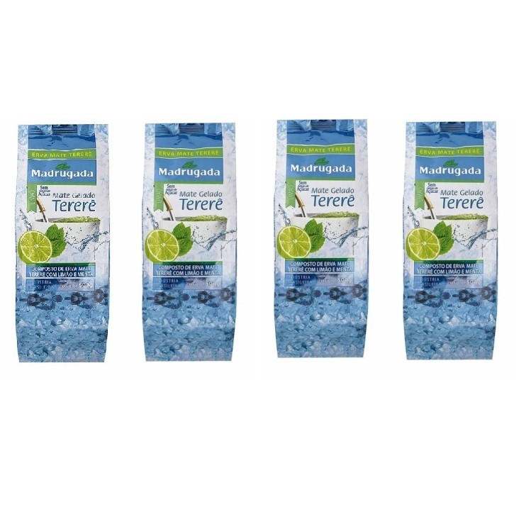 Kit 04 pacotes Erva-mate Tererê Limão e Menta Madrugada 500g cada