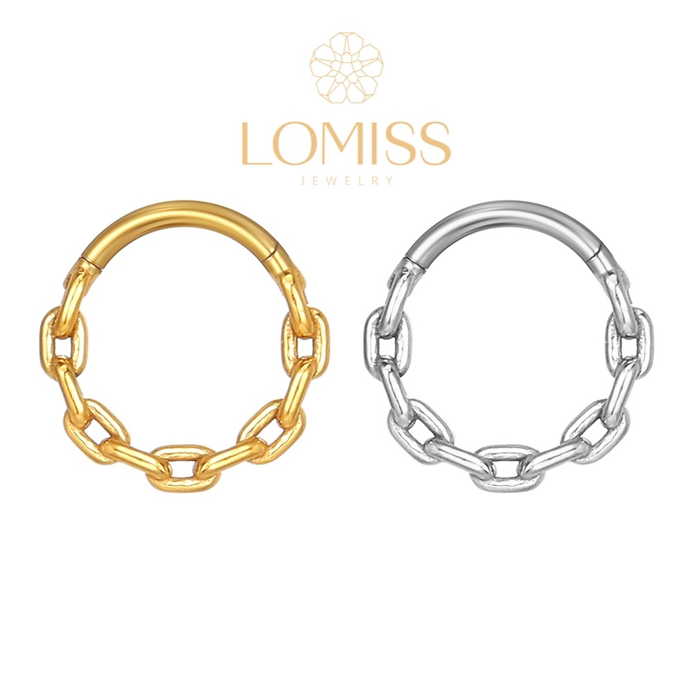 Piercing Argola Daith Aço Cirúrgico Pvd Segmento Articulado Detalhe Corrente Helix Septo Rook Conch em Oferta na Shopee