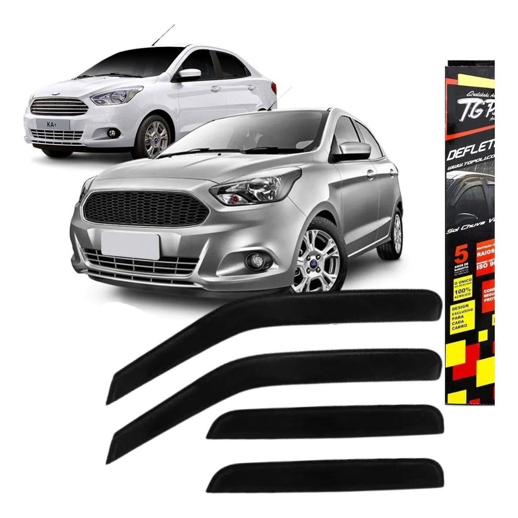 Calha de Chuva Ford Ka Hatch Sedan 2014 a 2021 4P TG Poli Defletor 4 Portas Protetor Janelas Fumê em Oferta na Shopee