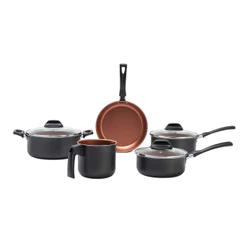 Jogo de Panelas Antiaderente Pro-Flon 5 Peças Topázio Cinza Range Brinox - 7233/101