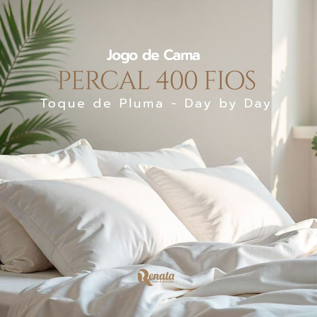 Conforto Jogo de Cama Casal 3 Peças Day by Day Percal 400 Fios Toque de Pluma