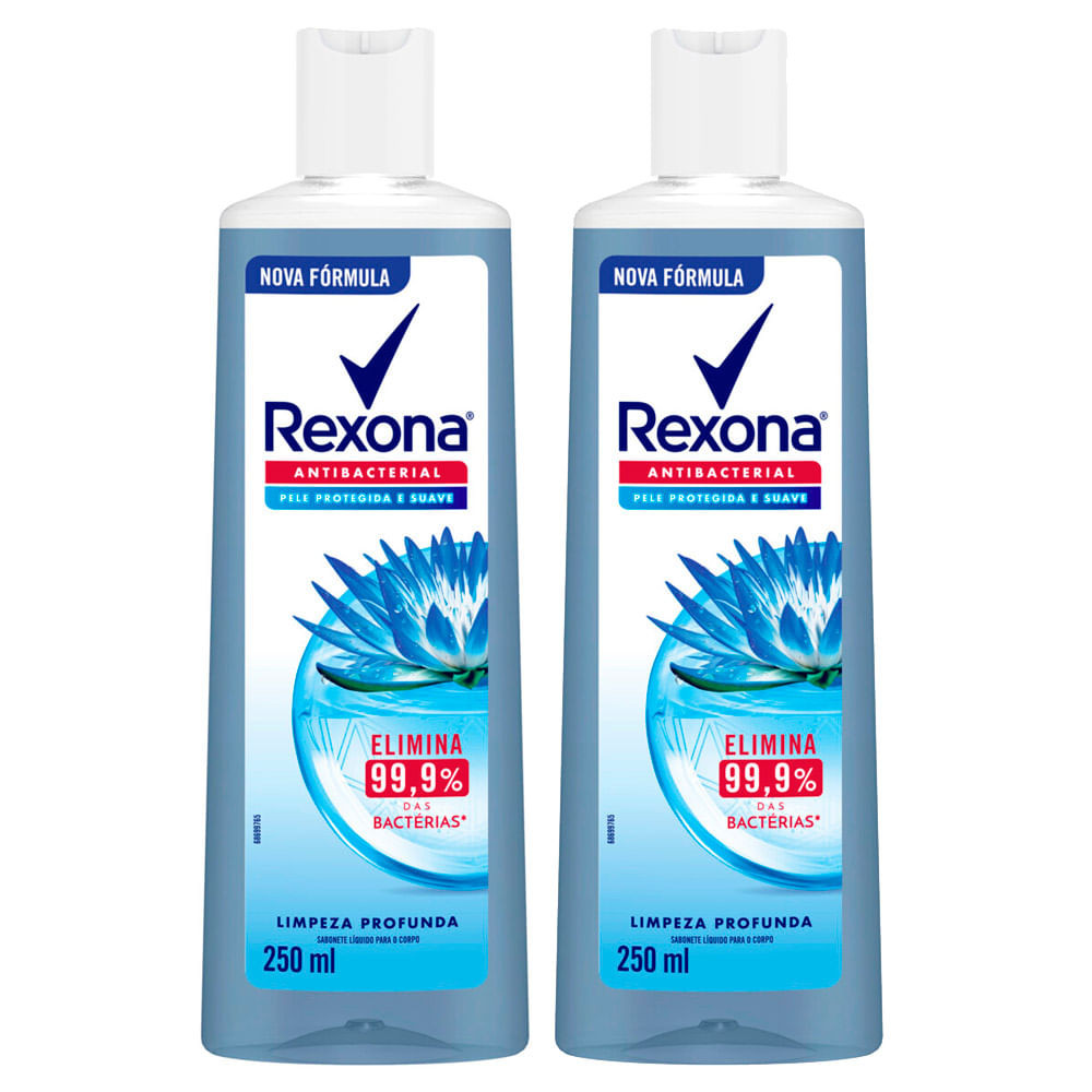 Kit 2 Sabonete Líquido Rexona Antibacterial Limpeza Profunda 250ml - Beauty